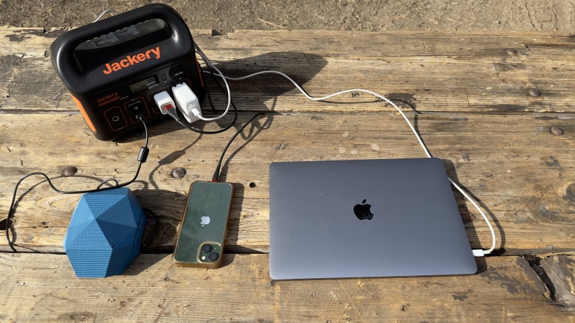 the jackery 300 handles multiple device charging with ease.